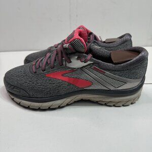 Brooks Adrenaline GTS 18 Womens Running Shoes Size 8.5 D Gray & Pink Wide Fit